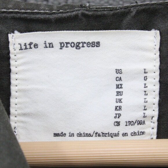 Life In Progress Military Jacket Women Large L Brown Full Zip MultiPocket Hooded - Picture 6 of 9